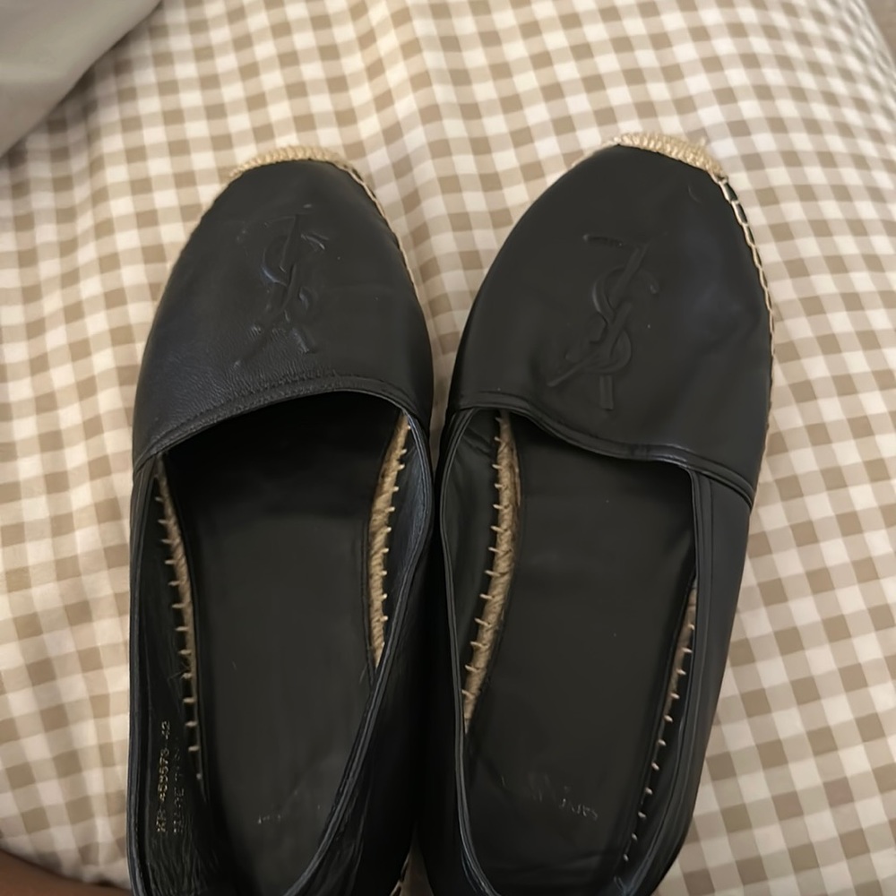 YSL Black lamb skin espidrilles